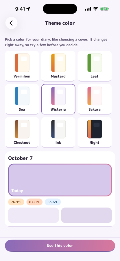 Choosing a theme color